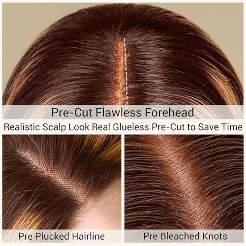 Blonde Wigs Human Hair Glueless Pre Plucked Pre Cut 26 Inch Ombre Lace Front Wig Human Hair 9x6 Loose Body Wave Wig Human Hair 220% Density Glueless Wigs for Black Women