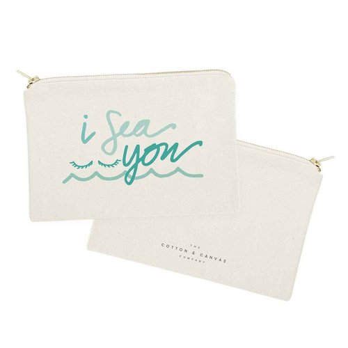 The Cotton & Canvas Co. I Sea You Summer Beach Cosmetic Bag and Travel Make Up Pouch