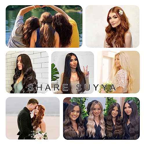 SUYYA Real Human Hair Clip in Extensions - Straight, Double Weft Natural Black Hair - Clip ins 7pcs 120g (18 inches #1B Off Black)