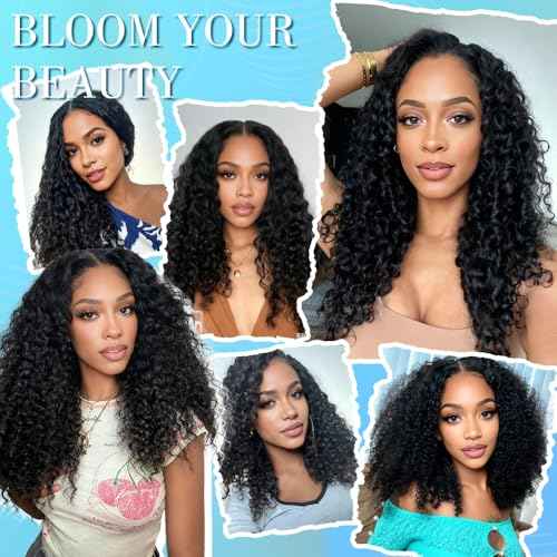 Curly Human Crochet Hair for Black Women Natural Black 16 Inch 125g Knotless Crochet Human Hair Pre-Separated Crochet Braiding Human Hair Extensions 100 Strands