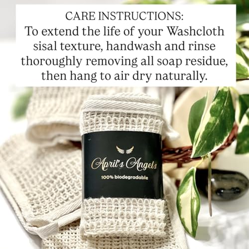 100% Natural Sisal Washcloth. Gentle Exfoliation for Smoother Skin. Durable & Reusable for Face & Body. 100% Biodegradable. Removes Dead Skin Cells + Stimulates Circulation & Energy. (3 Pcs)