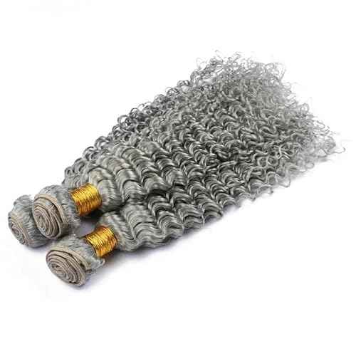 Augfst Brazilian Virgin Human Hair Bundles Sliver Grey Water Wave Bundles Human Hair 26 28 30 inch Inch 12A Unprocessed Brazilian Sewn In Quick Weave for Black Women