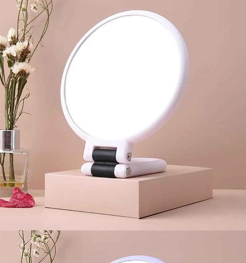 Stianiiie 1X 5X Handheld Mirror with Handle for Travel, Magnifying Mirror, Magnification, Rotation Adjustable Handle, Double Sided Folding, Mirror for Women for Eyes Makeup Travel Shaving (White)