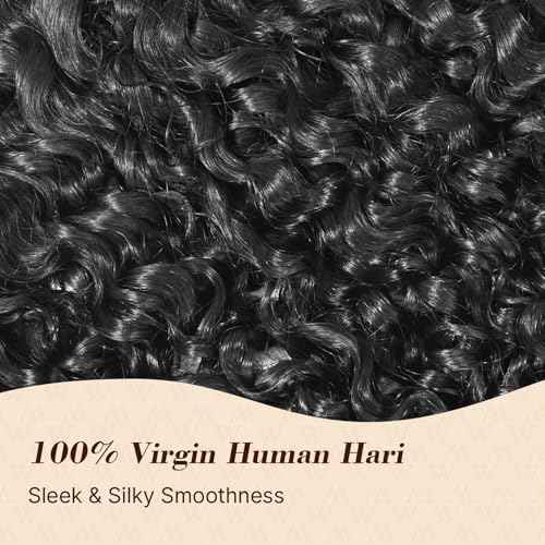 Wequeen 16A Burmese Curly Human Hair Bundles 24 Inch 100% Unprocessed Brazilian Virgin Hair Quick Weave Bundles Human Hair Extensions Real Human Hair, Natural Black