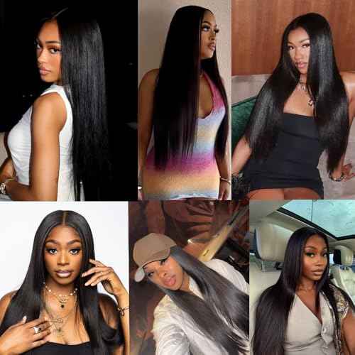 Human Hair Bundles Straight Bundles 26 28 30 Inch 12A Brazilian Virgin Weave Hair Bundles 100% Unprocessed Human Hair 3 Bundles 1B Natural Black Color Bundles Hair Extensions for Black Women