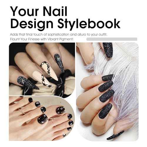 CANNI Glitter Gel Nail Polish ? 1pcs 9ml Black Color, Diamond Glitter Series, Soak Off UV LED Gel Nail Polish for DIY Nail Art, Salon or Home Manicure