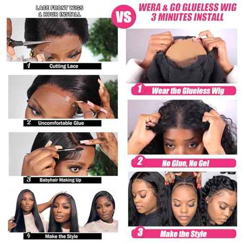 SENSAIRUITE 28 Inch Glueless Wigs Human Hair Pre Plucked Pre Cut 13x4 HD 180% Density Curly Human Hair Wig Wear and Go Glueless Wig Deep Wave Lace Front Wigs Human Hair Frontal Wigs for Women