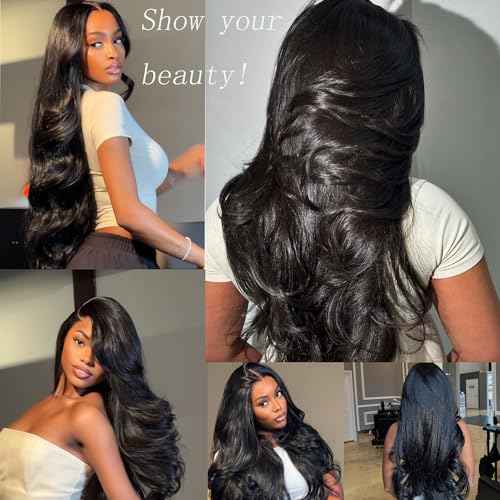 Body Wave 12A Human Hair Bundles 12 14 16 Inch Body Wave Bundles Human Hair 100% Unprocessed Virgin Hair Extensions Raw Quick Weave Extensions Natural Black