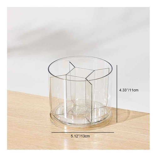 LOOENM Makeup Brush Holder 360 Rotating Makeup Brushes Organizer for Vanity, 5 Slots Makeup Organizers & Storage, Multi-Functional Pencil Pen Holder for Desk, Cosmetic Storage Container Cup (Clear)