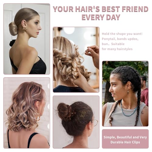 Bobby Pins and Hair Pins Combo Box 500PCS, Big Quantity Hair Pins Kit Black Brown Gold Bobby Pins and U Shape Brown for Styling Hair with Storage Box 2" / 2.4" / 2.6¡± for Women