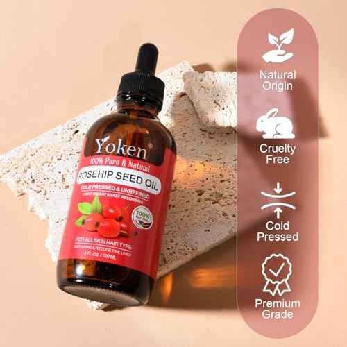 Rosehip Seed Oil for Face 4 fl oz 100 Pure & Natural Cold Pressed Unrefined Organic Rosehip Oil for Skin, Hair, Nails, Anti-Aging Facial & Gua Sha oil