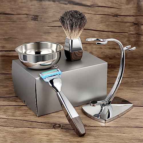 GRUTTI Shaving Kit for Gillette Fusion 5 - Magnetic Bowl, Stand & Synthetic Brush, Fits Fusion5 Refill Blades with Space-Saving Organizer - Gift for Dad