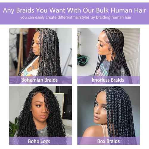 Brazilian Loose Curly Hair Bulk Human Hair Bulk For Braiding No Weft Full End Braids Remy Hair Weaving Extensions Natural Black Color 22 Inch 100g