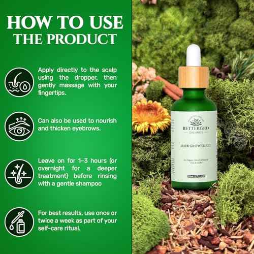 BetterGRO Organic Hair Growth Oil ? Herbal & Natural Blend with Rosemary, Black Seed, Amla, Pumpkin Seed & More ? Supports Growth, Strengthens Roots, Vegan & Cruelty-Free (1.7 fl oz)