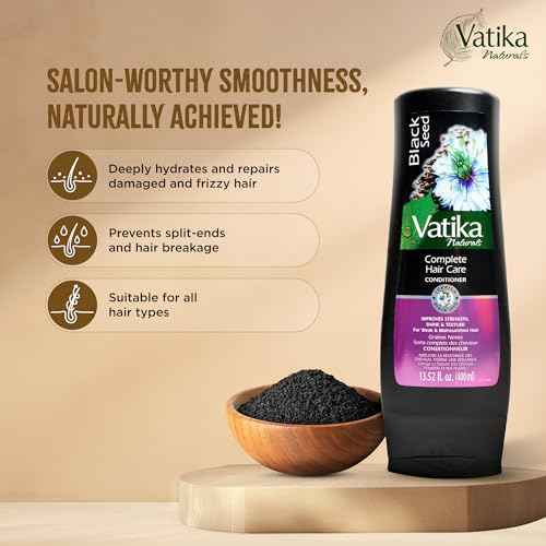 Vatika Naturals Blackseed Shampoo & Conditioner Combo, 400ml, Repairs Damaged Hair, Controls Frizz, Prevents Dryness, Strengthens Roots, Adds Shine, Nourishing Turkish Blackseed Hair Care