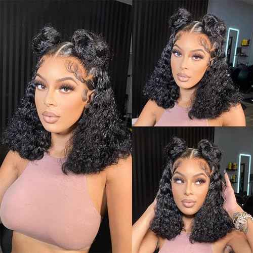14 Inch Bob Wig Human Hair Kinkycurly Wig Human Hair 13x4 Lace Front Wigs 200 Density Glueless Wigs Human Hair Pre Plucked With Baby Hair Kinky Curly Short Bob Wigs For Black Women