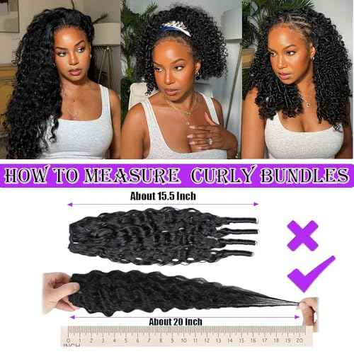 Burmese Curly Bundles Human Hair 16 18 20 Inches 3C4A Raw Virgin Human Hair Bundles with Spiral Curly End 3 Bundles Kinky Curly Human Hair Bundles Quick Weave Hair Natural Black