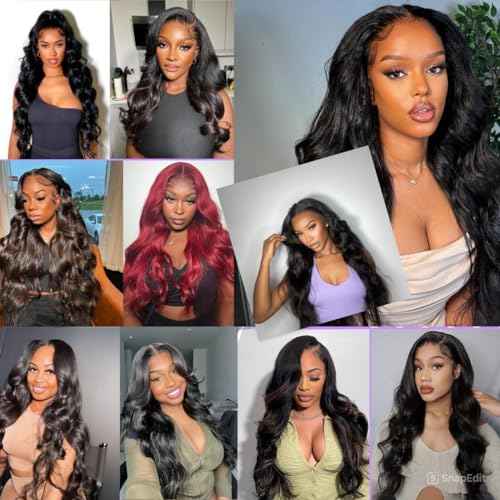 22 Inch13x6 Body Wave Lace Front Pre Plucked 200% Density HD Transparent Frontal Wigs Human Hair Body Wave Glueless Wigs Human Hair Lace Front Wigs for Women