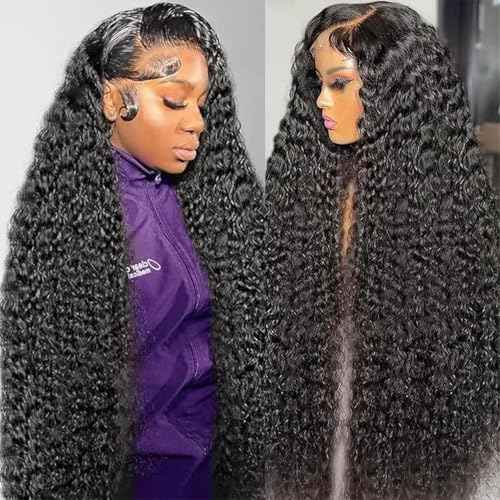 24 Inch Deep Wave Lace Front Wigs Human Hair Wigs for Women 250 Density 13x6 Lace Frontal Wigs Deep Curly HD Lace Front Wigs Human Hair Pre Plucked