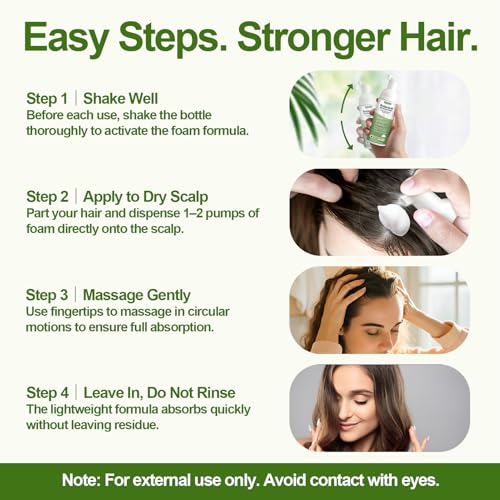Hair Growth Oil Foam with Rosemary and Castor Oil Vegan Natural Formula for Thinning Hair Organic Plant Based Scalp Treatment Non Greasy Hair Regrowth Support for Men and Women 3 Bottles Each 2.11 oz