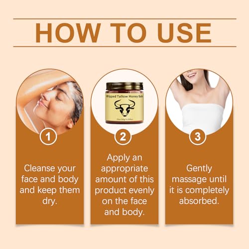 Beef Tallow for Skin - Lopeie Whipped Tallow Honey Balm, Lavender, Deep Moisturization, Natural Hydrating Cream, Relief for Dry & Sensitive Skin 2.11oz