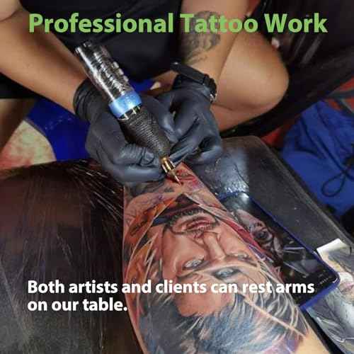 XL Tattoo Arm Rest and Legrest Stand 360¡ÆAdjustable Armrest Foldable Legrest Leather Pad Thick Sponge Stable Base for Tattoo Studio Tattoo Artists