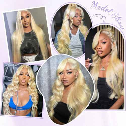 613 13x6 Lace Front Wig Human Hair 200 Density Blonde Wig Human Hair Body Wave Lace Front Wigs Human Hair Pre Plucked 613 HD Lace Frontal Wigs 28 Inch
