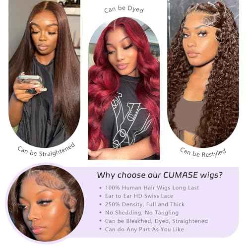 250 Density Body Wave Chocolate Brown Wig, 13x6 Lace Front Wigs Human Hair Pre Plucked, 100% Real Human Hair 4# Brown Wig for Women 20 Inch