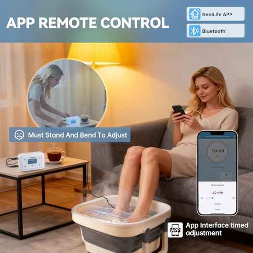 Bluetooth Ionic Foot Bath Detox Machine for Home Spa Use, with App Control, Foldable Soaking Tub, 2 Ion Arrays, 100 Basin Liners, Timer for Natural Body Detoxification