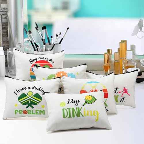 Paterr 12 Pieces Dink Ball Makeup Bags Sports Cosmetic Bag Funny Travel Organizer Zipper Pouch Dink Ball Lovers Gifts Christmas Gifts for Women Girls(Classic Style)