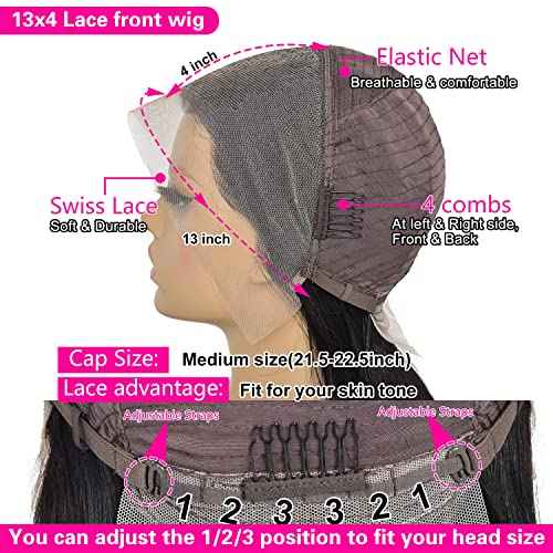 Bob Wig Human Hair 16 Inch 13x4 HD Frontal Bob Wigs Human Hair Pre Plucked with Baby Hair Straight Wigs for Black Women 180% Density Natural Black Wig