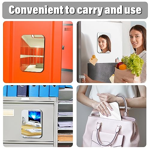 Magnetic Locker Mirror | Frameless Glass with Strong Magnetic Backing, Rounded Corners & Smooth Polished Edges | HD True Reflection for Dorm, Gym, Office, Fridge, Toolbox (7 * 9 Inch)