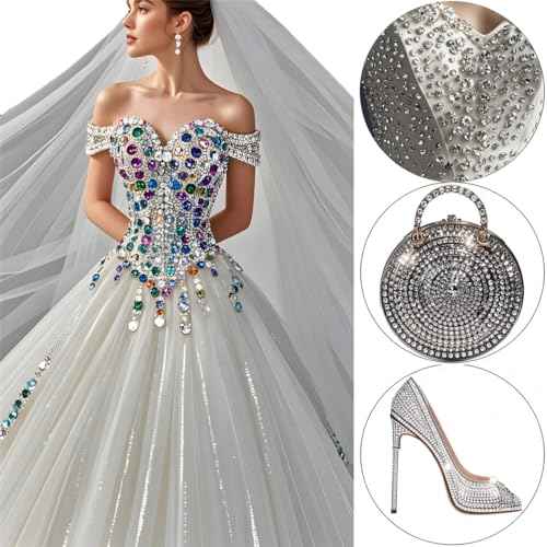 Hotfix Rhinestones Flatback Glass Rhinestone 288PCS SS30 5.8-6.2MM Round Gems for Nails Art Glitter Crystals Stone DIY Bags Clothes Shoes (Mixed Colors)