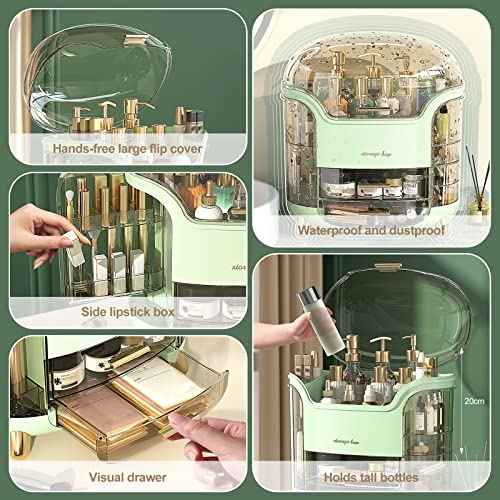 Ergocar Portable Light Luxury Series Multi-Function Lipstick, Make Up Box Dustproof Cosmetics Skin Care Products Storage, Jewelry Organizer Case - Green