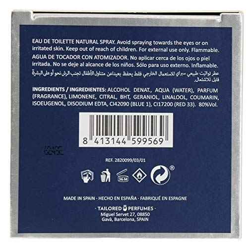Pedro del Hierro, PDH, Eau Fraiche, Fragrance, For Men, Eau de Toilette, EDT, 3.4oz, 100ml, Cologne, Spray, Blue, Silver, Bottle, Made in Spain, by Tailored Perfumes (PH003)