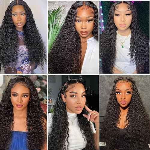 Water Wave Human Hair Bundles with Closure (20 22 24+18) Wet and Wavy 100% Unprocessed Brazilian Virgin human hair 3 Bundles with 5x5 Lace Closure Free Part Curly Wave Hair Extensions