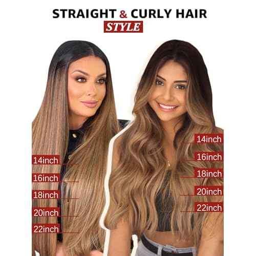 Clip in Hair Extensions Real Human Hair, 16 Inch 100g,Natural Black Roots Chocolate Brown With Caramel Blonde, Clip On Hair Extensions 6pcs Per Set with 18 Clips(#1B/4/27,16")