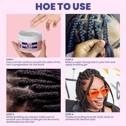Braiding Gel Extra Hold 8.1 Oz - Great For Braids,Twist, Locs & Smooth Edges - Braid Gel Extreme Hold Adds High Shine,Edge Control,No White Residue,Braiding Hair Gel 230g