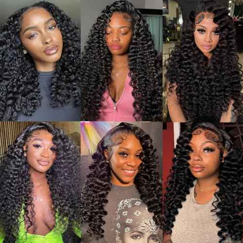 SWEETGIRL Deep Wave Human Hair Bundles Burmese Curly Bundles Human Hair Quick Weave with Spiral End Sew in Hair Extensions 26 Inches 1 Bundle Natural Color