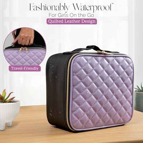 Girl About Town Travel Makeup Bag with LED Mirror - LED Makeup Bag with 10x Magnifier Mirror and Beauty Blender Included - Water-Resistant & Customizable Makeup Case with Lighted Mirror