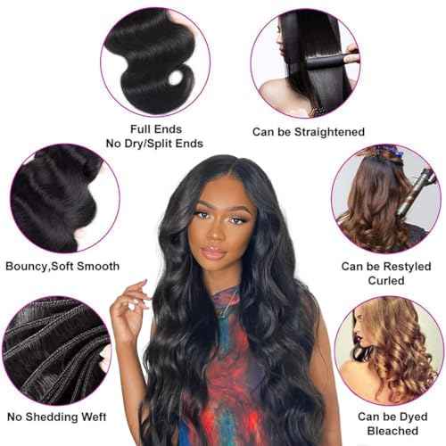15A Raw Human Hair Bundles Body Wave Human Hair,Triple Lifespan Indian Virgin Hair,No Tangle Shedding,Multiple Washes Keep Texture Silky Soft (3 Bundles Natural Color, 16 16 16 Inch)