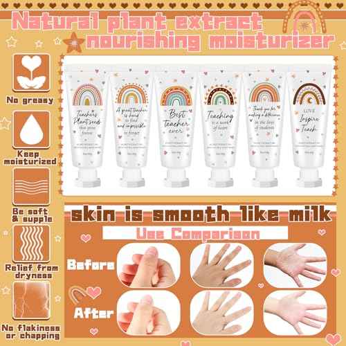 12 Pcs Christmas Teacher Appreciation Gift Bulk Hand Cream Boho Rainbow Employee Staff Appreciation Hand Lotion Teacher Team Thank You Gift Bulk for Christmas Thanksgiving Party Favor Stuffers