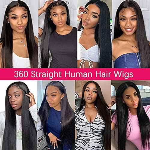 sdamey 360 Straight Lace Front Wigs Human Hair HD Transparant Full Lace Wigs For Women 200 Density Wigs Human Hair Pre Plucked With Baby Hair 12A Brazilian Virgin Hair Natural Color 22inch