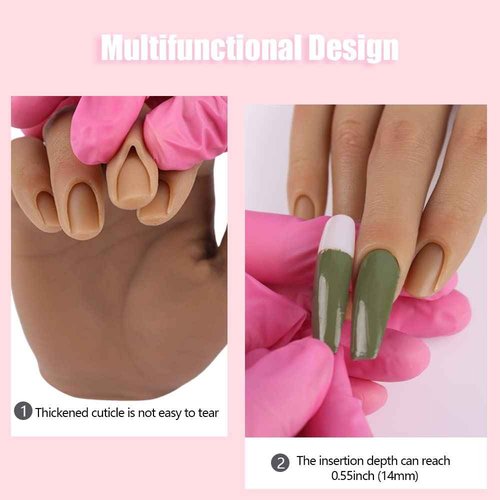 Practice Hand for Acrylic Nails Silicone Female Mannequin Life Size Hand as Nail Practice Hands Sketch Jewelry Ring Glove Watch Display with Nail 18cm