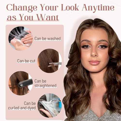 Hairro Real Human Hair Toppers, Clips in 100% Human Hairpieces for Women, 3.15"x3.94" Silk Base for Covering Thinning/Greyish Hair on Top, 14 Inch Brunette Brown