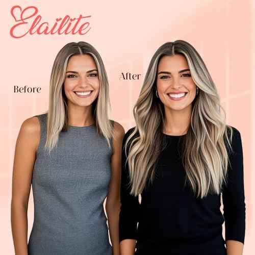 Elailite Tape in Hair Extensions Human Hair Thick Real Remy Hairpieces Ash Blonde & Bleach Blonde 22 Inch 50g 20pcs Straight Invisible Seamless Skin Weft Best Tape for Women
