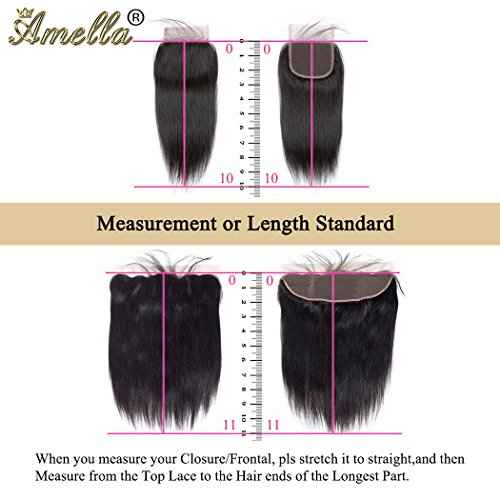 Amella Hair 8A Brazilian Body Wave 13x4 Lace Frontal Closure with Bundles (14 16 18 +14Frontal) 100% Unprocessed Brazilian Virgin Hair Body Wave with Frontal Closure