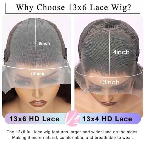 FB/27 Balayage Highlight Lace Front Wig Human Hair,13x6 lace front wigs human hair Pre Plucked 180% Density Deep Wave Wig Ombre Glusless Wigs for Women