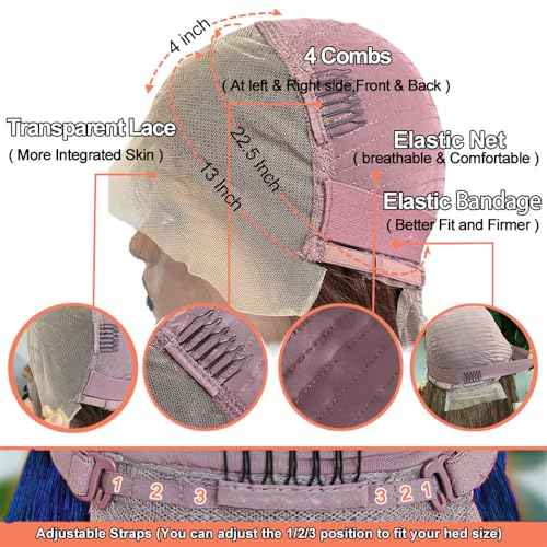 Blue Lace Front Wigs Human Hair Body Wave 13X4 HD Dark Blue Lace Front Wig Human Hair Wear and Go Glueless Navy Blue Wig Human Hair Pre plucked with Baby Hair Royal Blue Frontal Wigs For Black Women