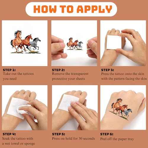Horse Temporary Tattoos 52 Pcs Horse Tattoos for Kids Birthday Party Supplies Favors Tattoos Stickers Super Cute Gifts Party Decorations Girls Boys Classroom School Prizes Themed